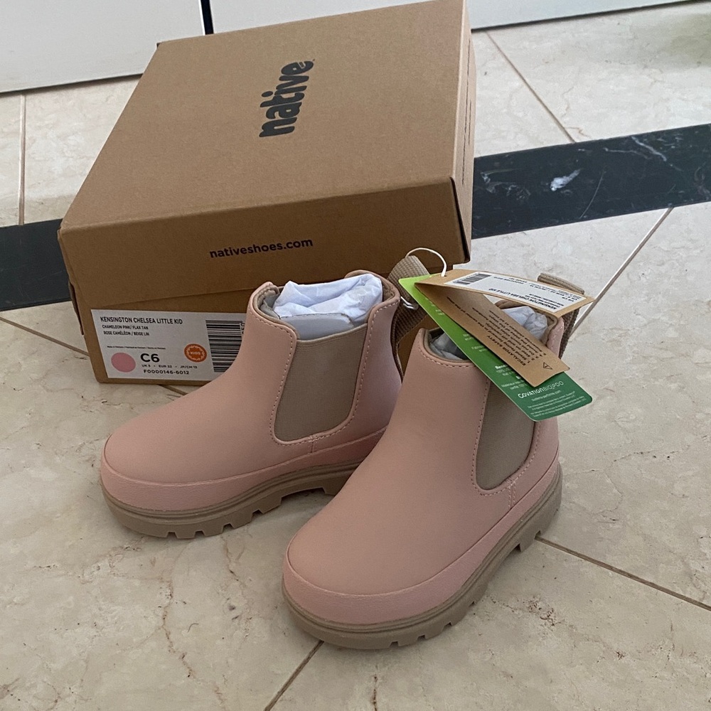 Native Kids Pink Chelsea Boots